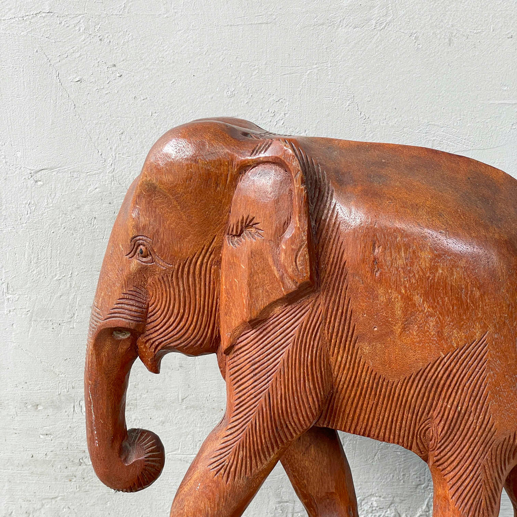 Rustic Wooden Elephant Sculpture