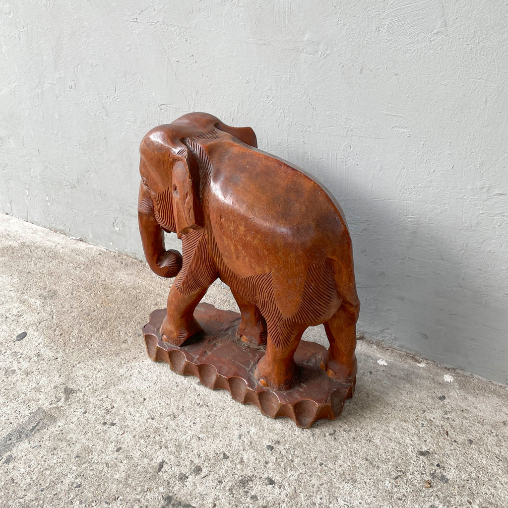 Rustic Wooden Elephant Sculpture