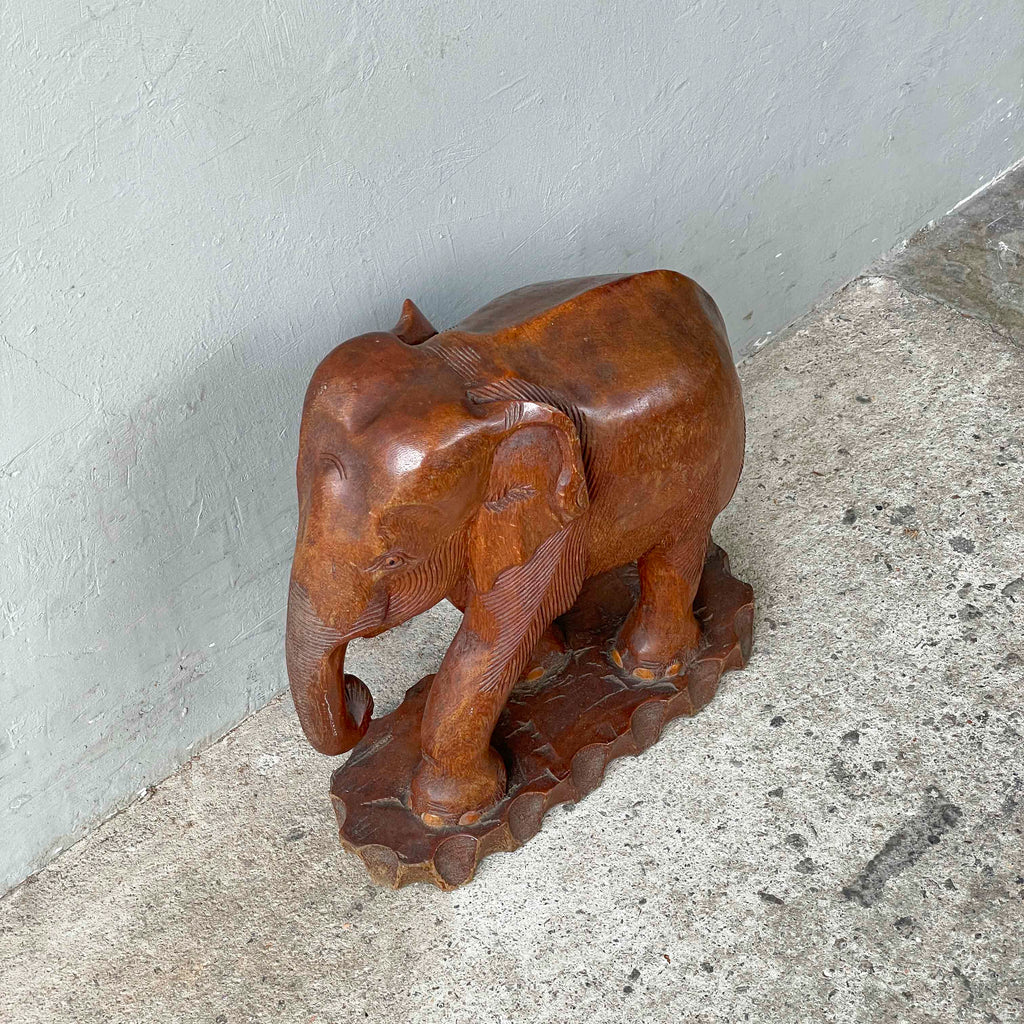 Rustic Wooden Elephant Sculpture
