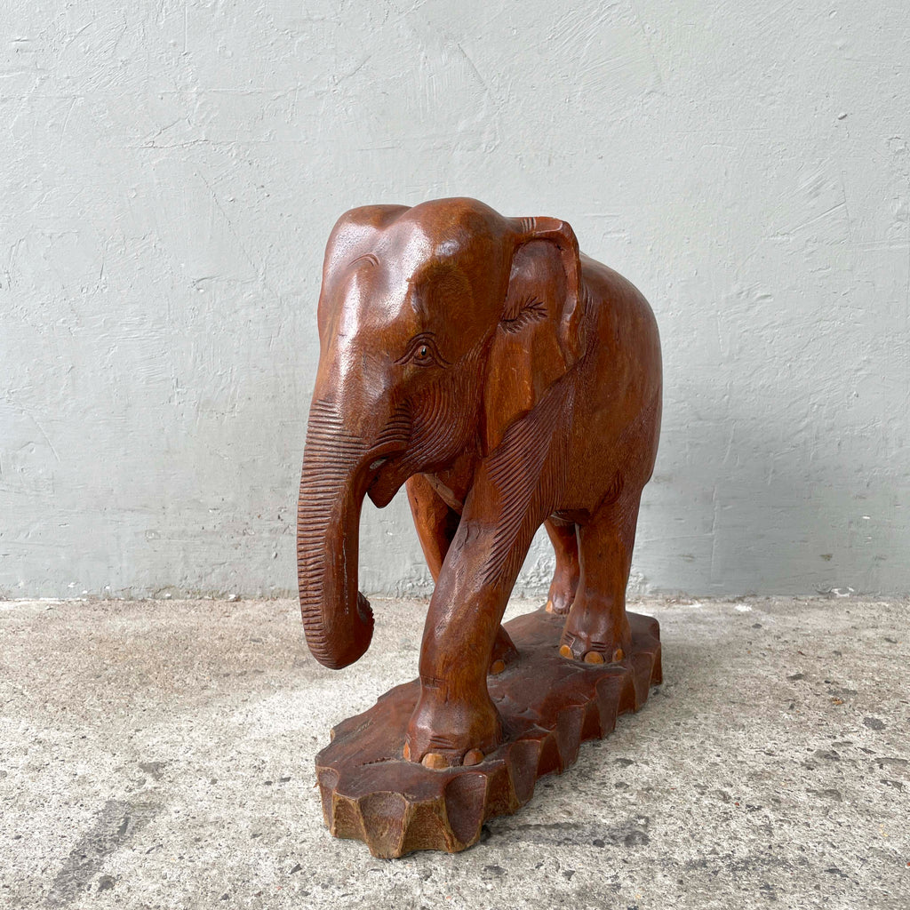 Rustic Wooden Elephant Sculpture