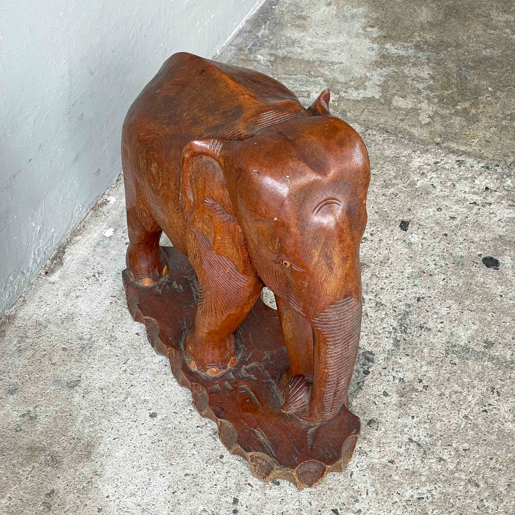 Rustic Wooden Elephant Sculpture