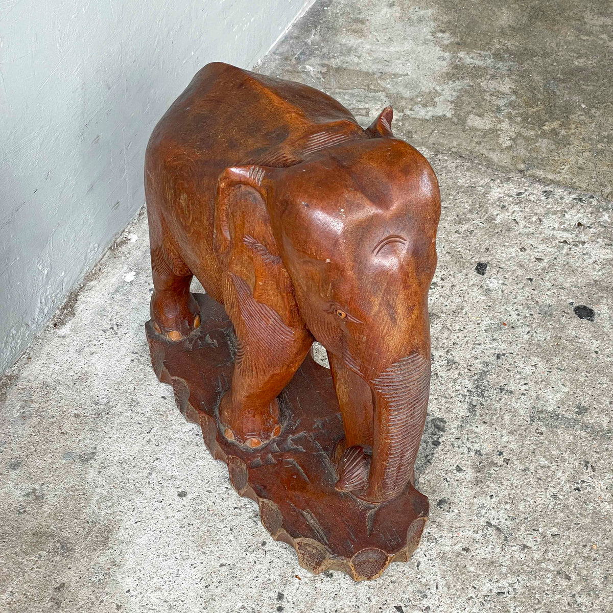 Rustic Wooden Elephant Sculpture
