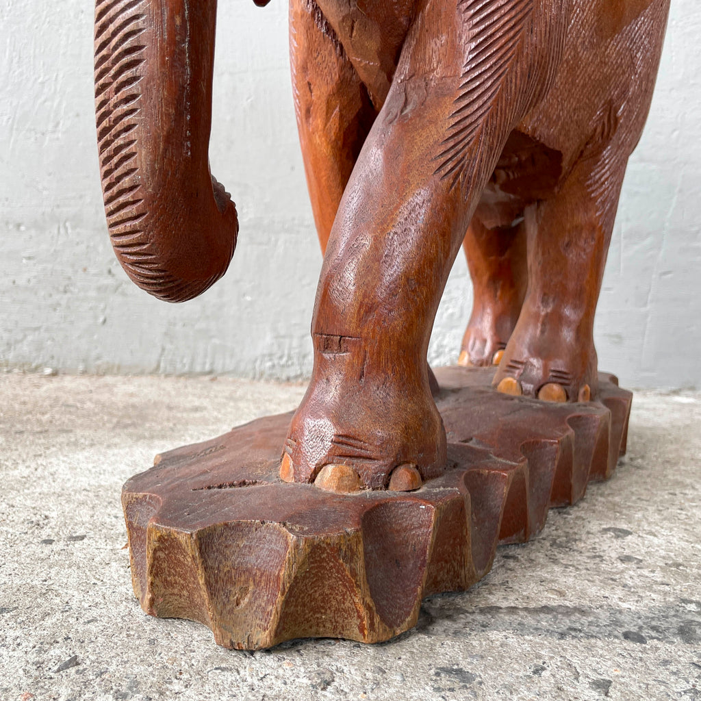Rustic Wooden Elephant Sculpture