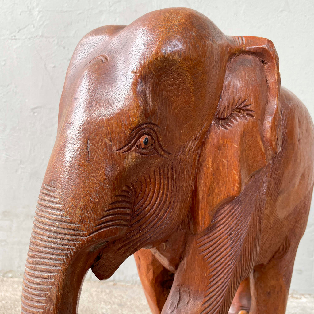Rustic Wooden Elephant Sculpture