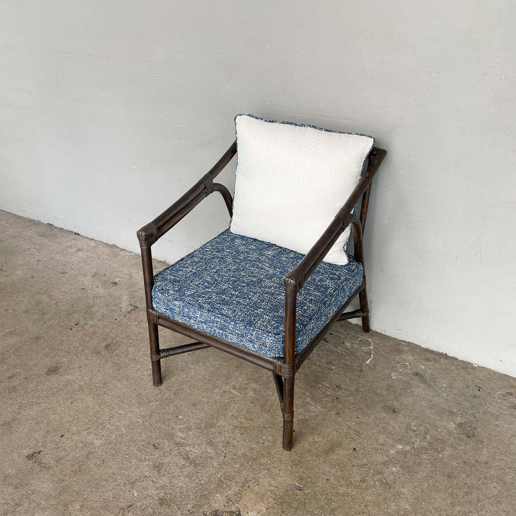 Rattan Armchair with Newly Upholstered Cushions