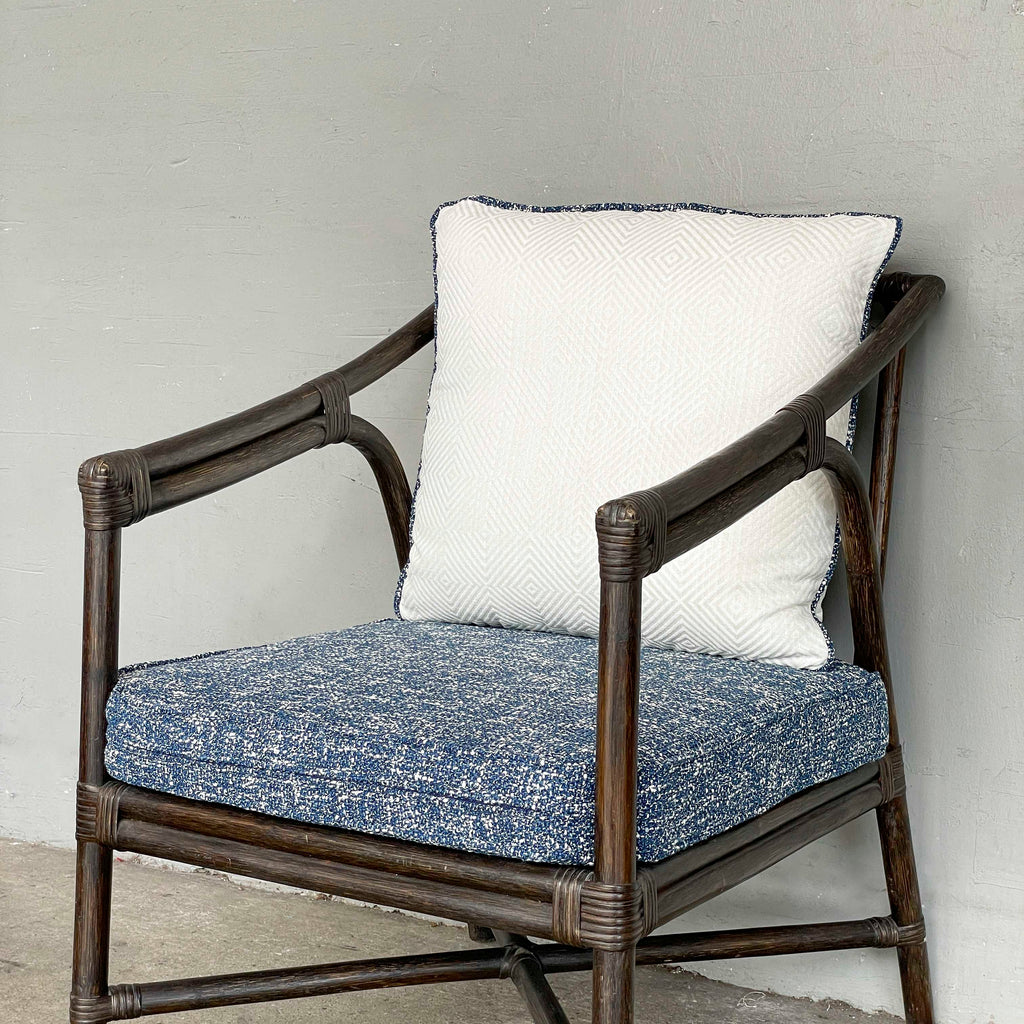 Rattan Armchair with Newly Upholstered Cushions