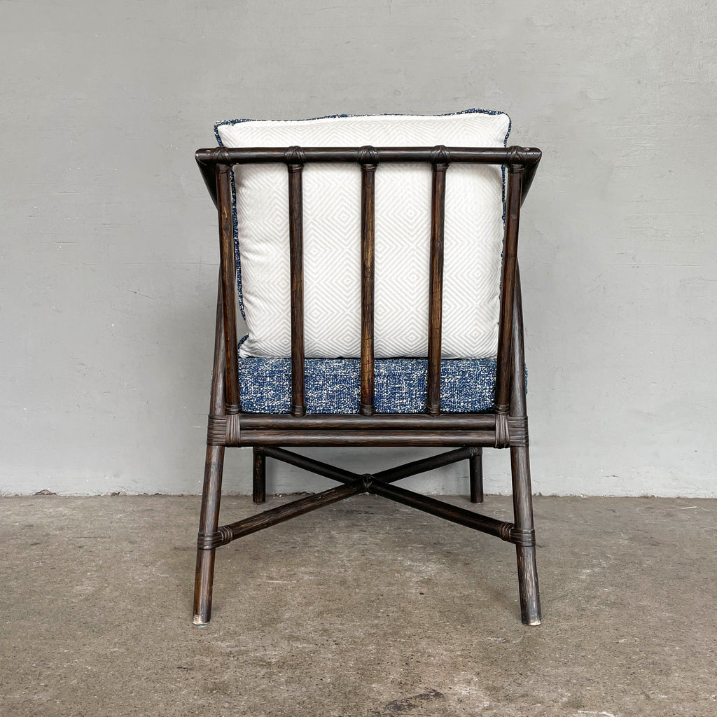 Rattan Armchair with Newly Upholstered Cushions