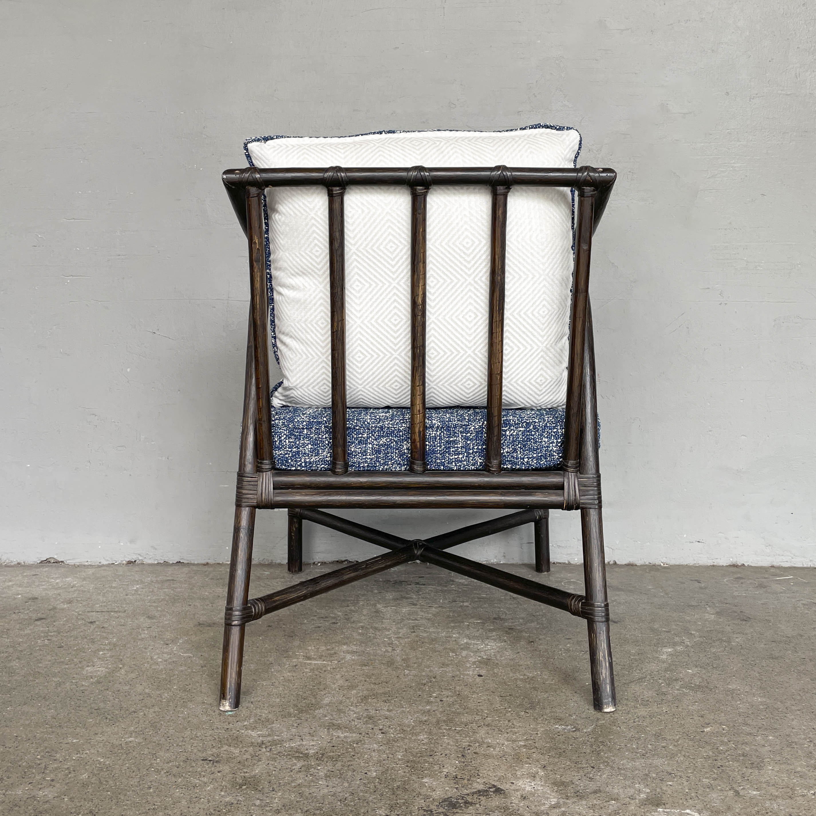 Rattan Armchair with Newly Upholstered Cushions