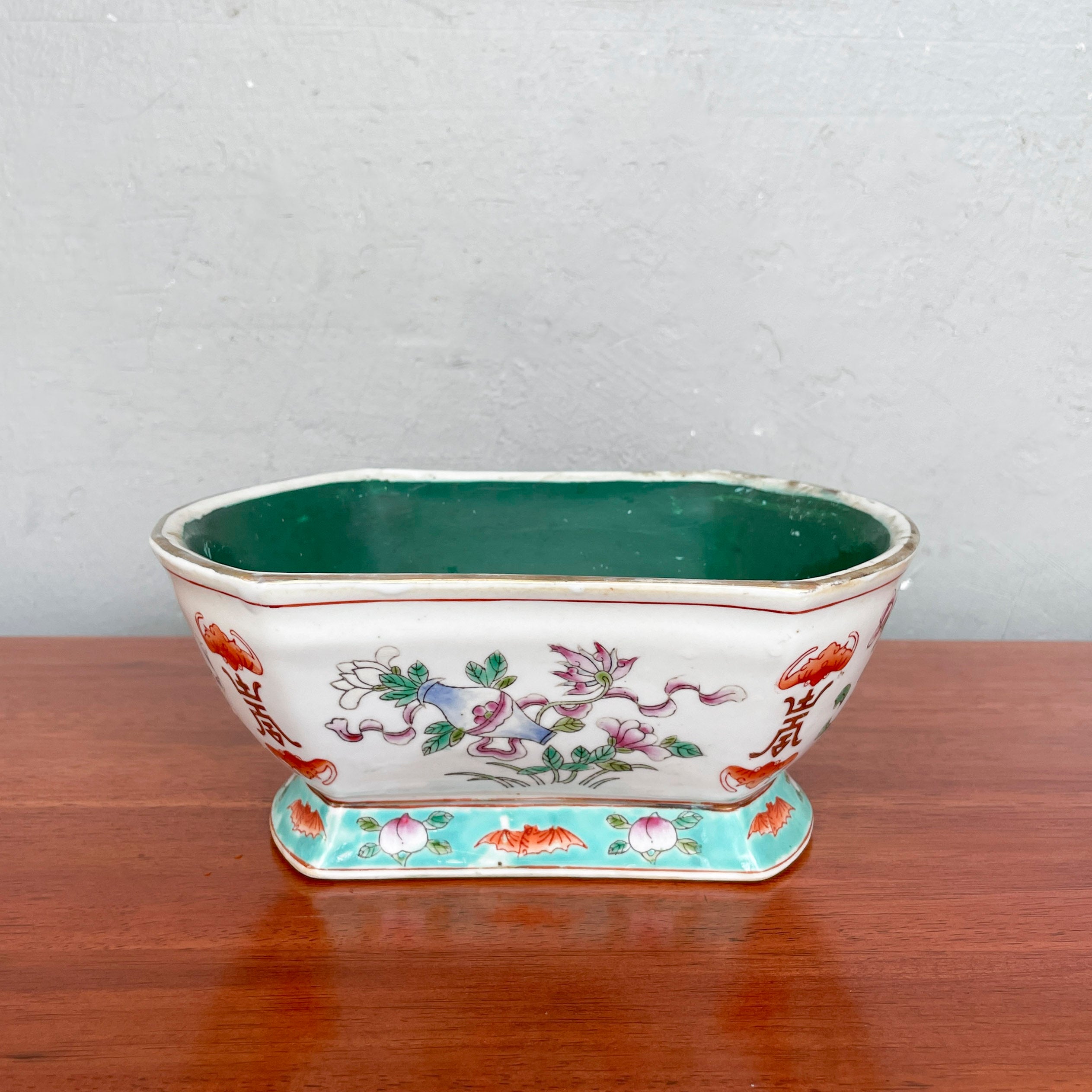 Vintage Chinese Porcelain Footed Dish - Lobed Rectangular