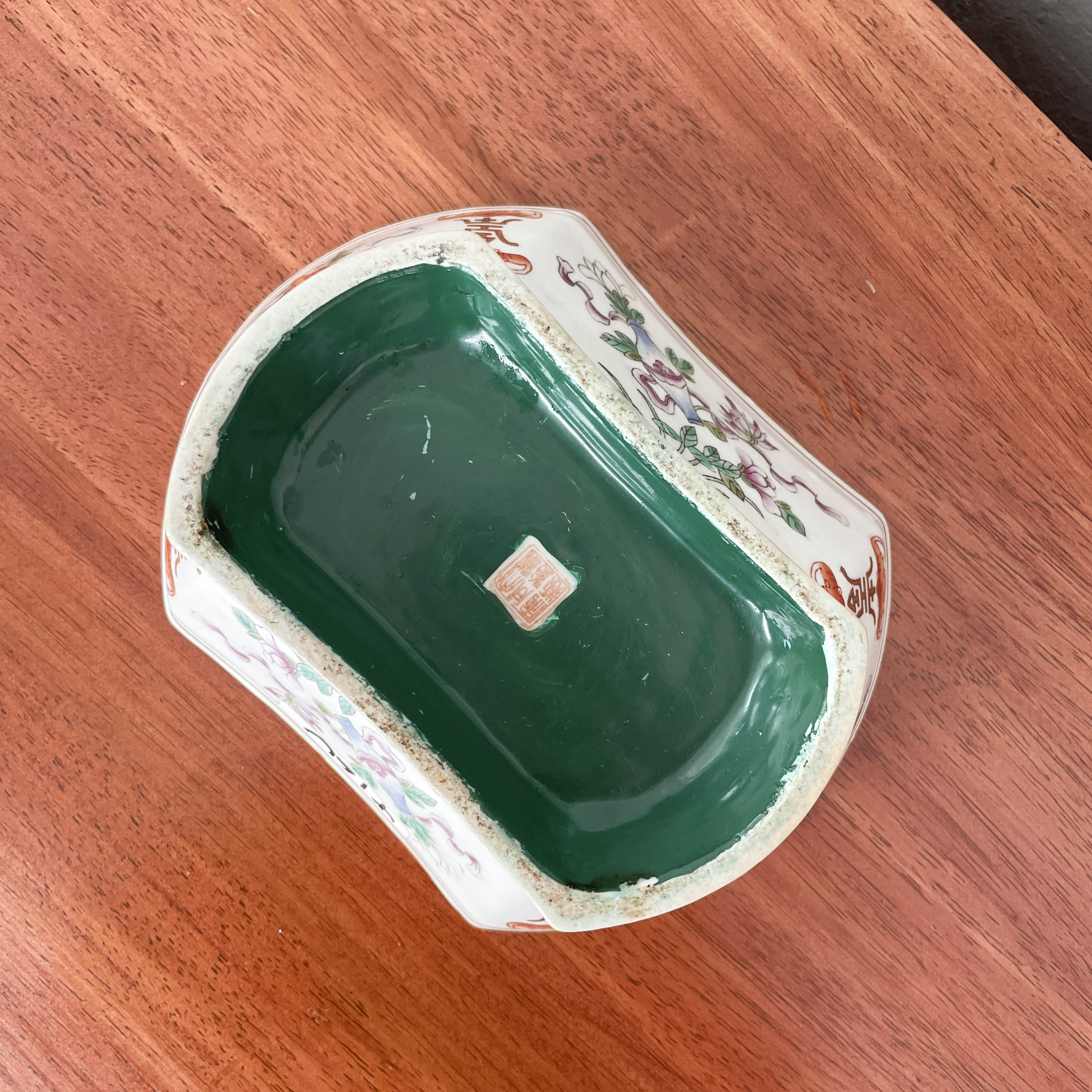 Vintage Chinese Porcelain Footed Dish - Lobed Rectangular