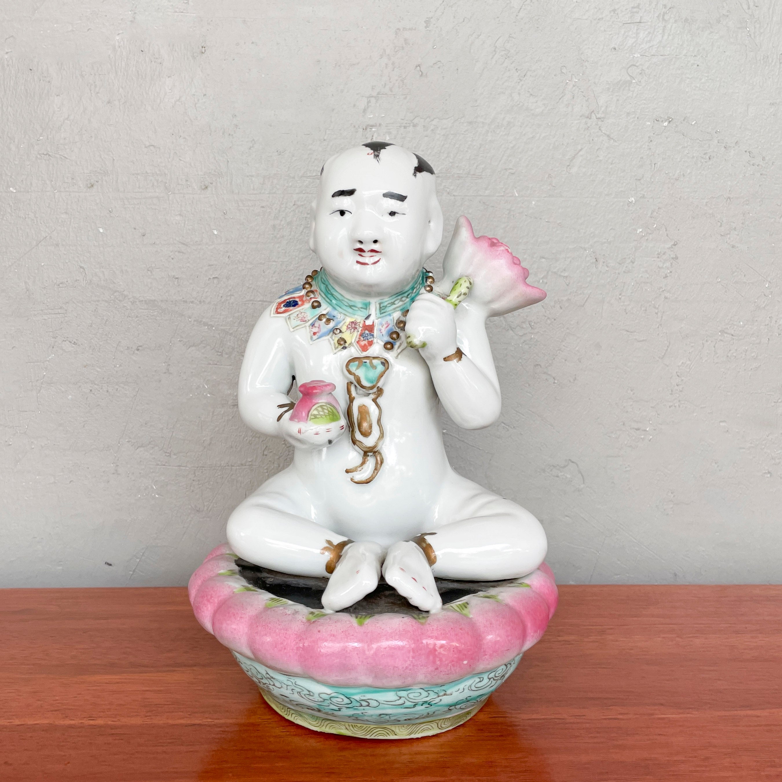 Chinese Porcelain Boy on Lotus