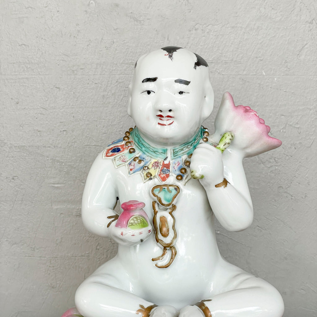 Chinese Porcelain Boy on Lotus