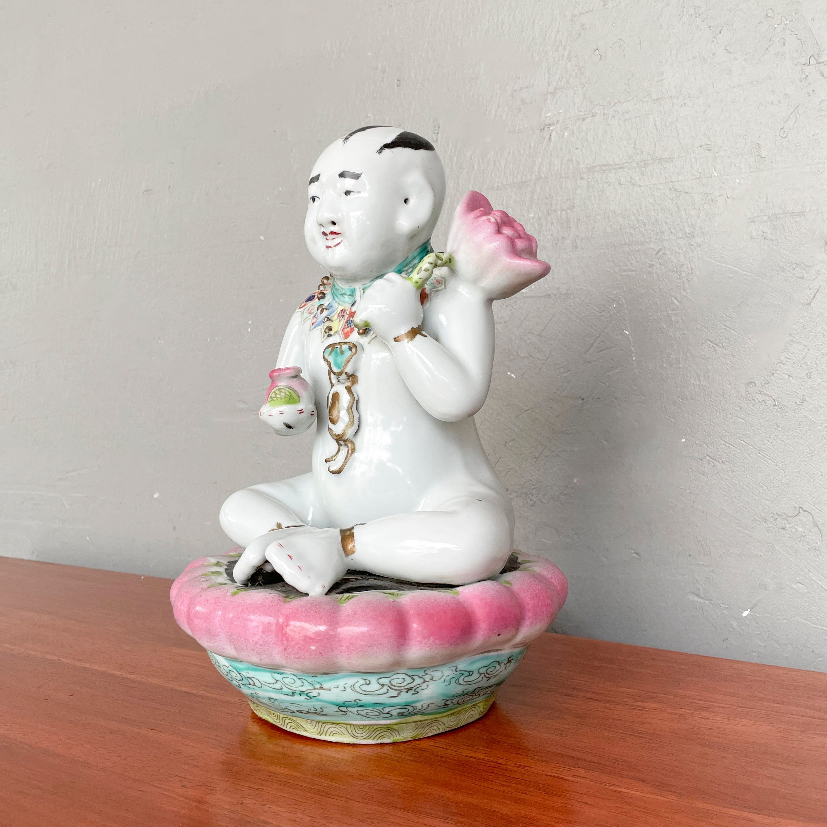 Chinese Porcelain Boy on Lotus