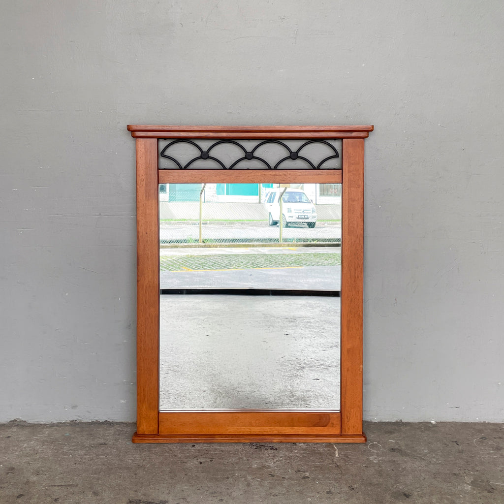 Wooden Mirror with Scalloped Lattice Top