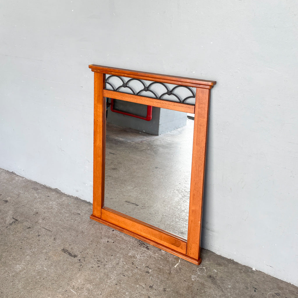 Wooden Mirror with Scalloped Lattice Top