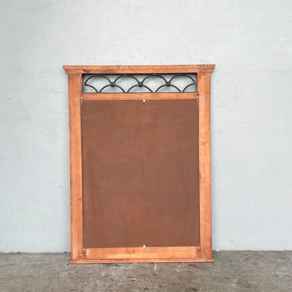 Wooden Mirror with Scalloped Lattice Top