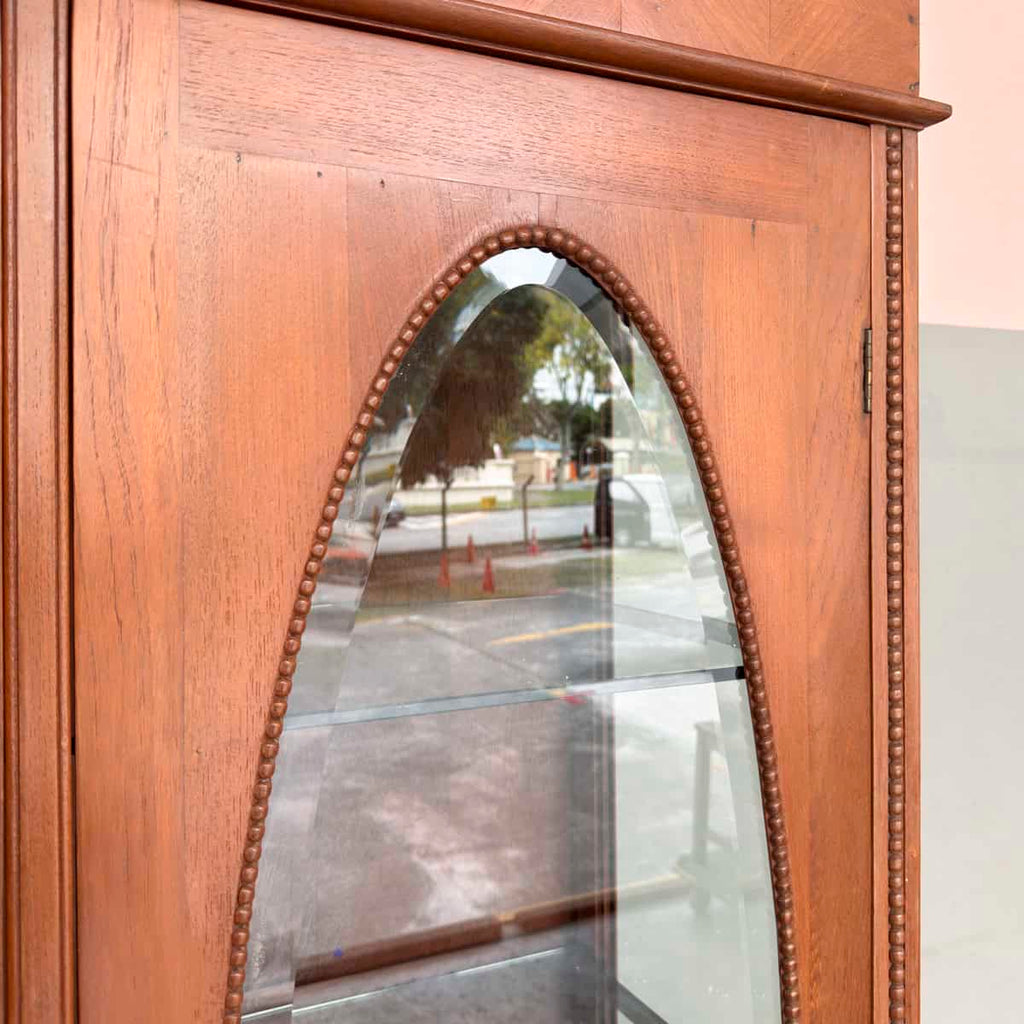 Vintage Teak Oval Glass Display Cabinet