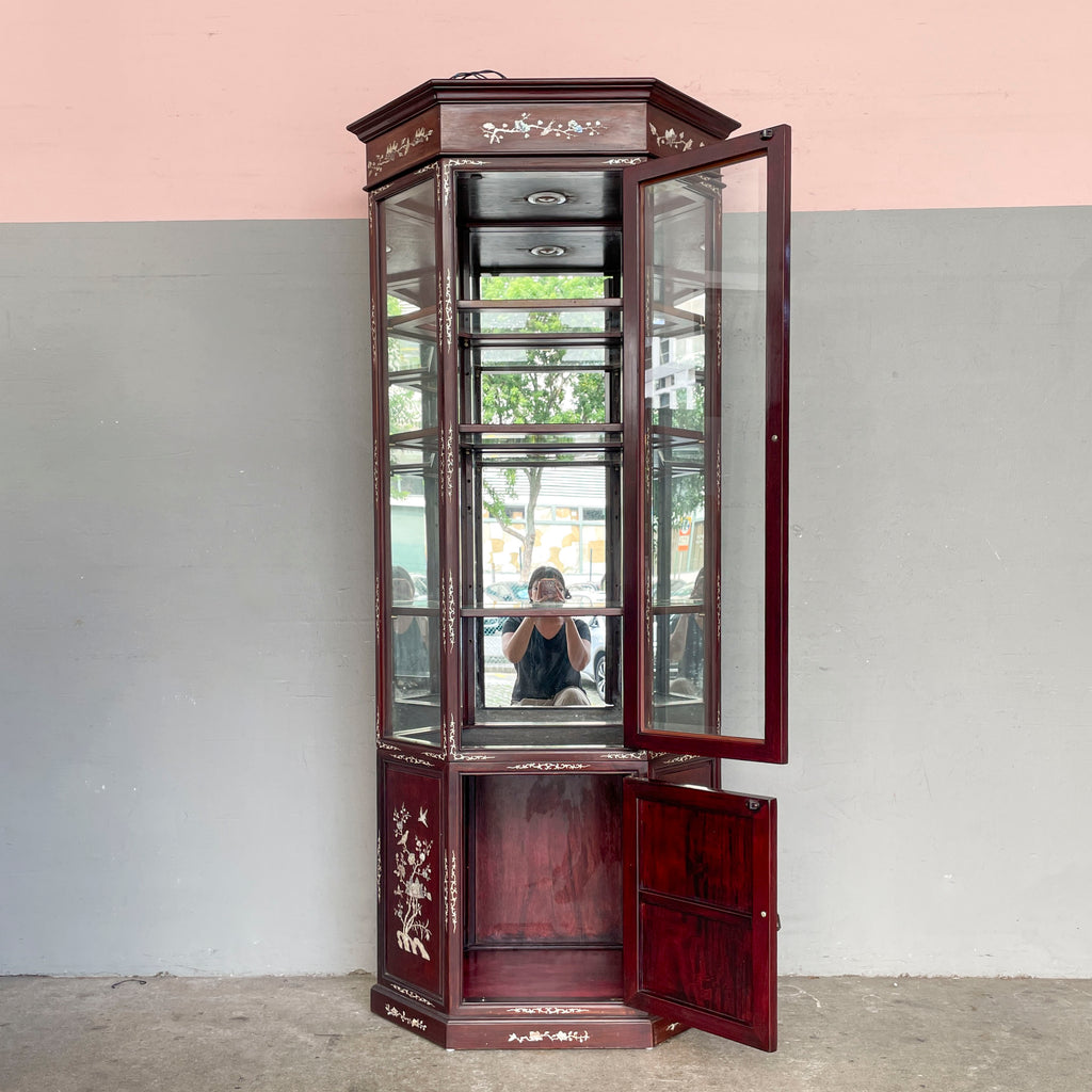 Hexagonal Rosewood Display Cabinet
