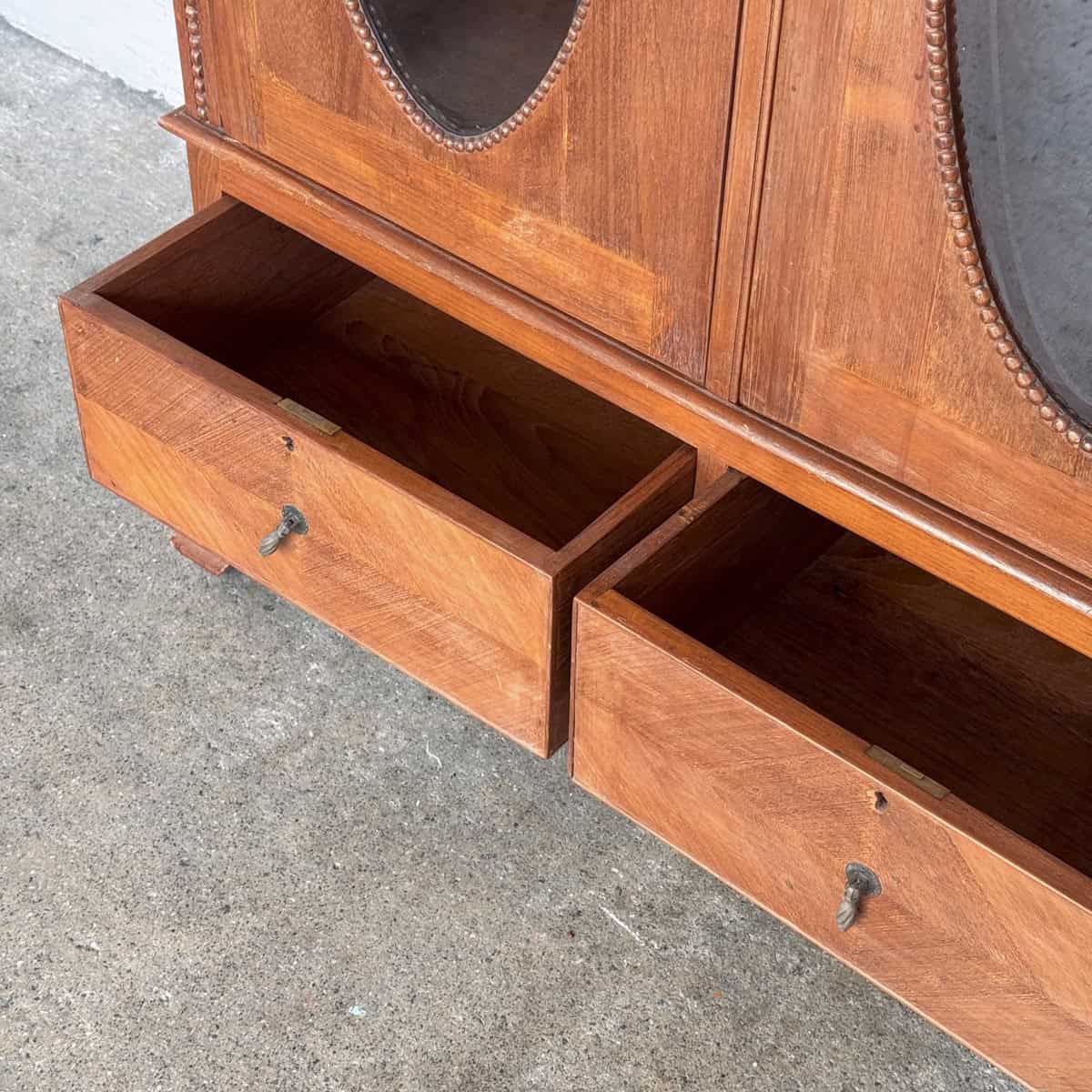 Vintage Teak Oval Glass Display Cabinet