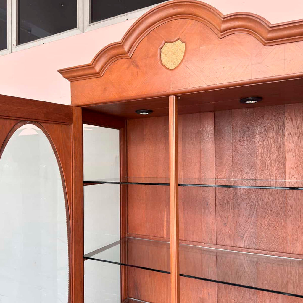 Vintage Teak Oval Glass Display Cabinet