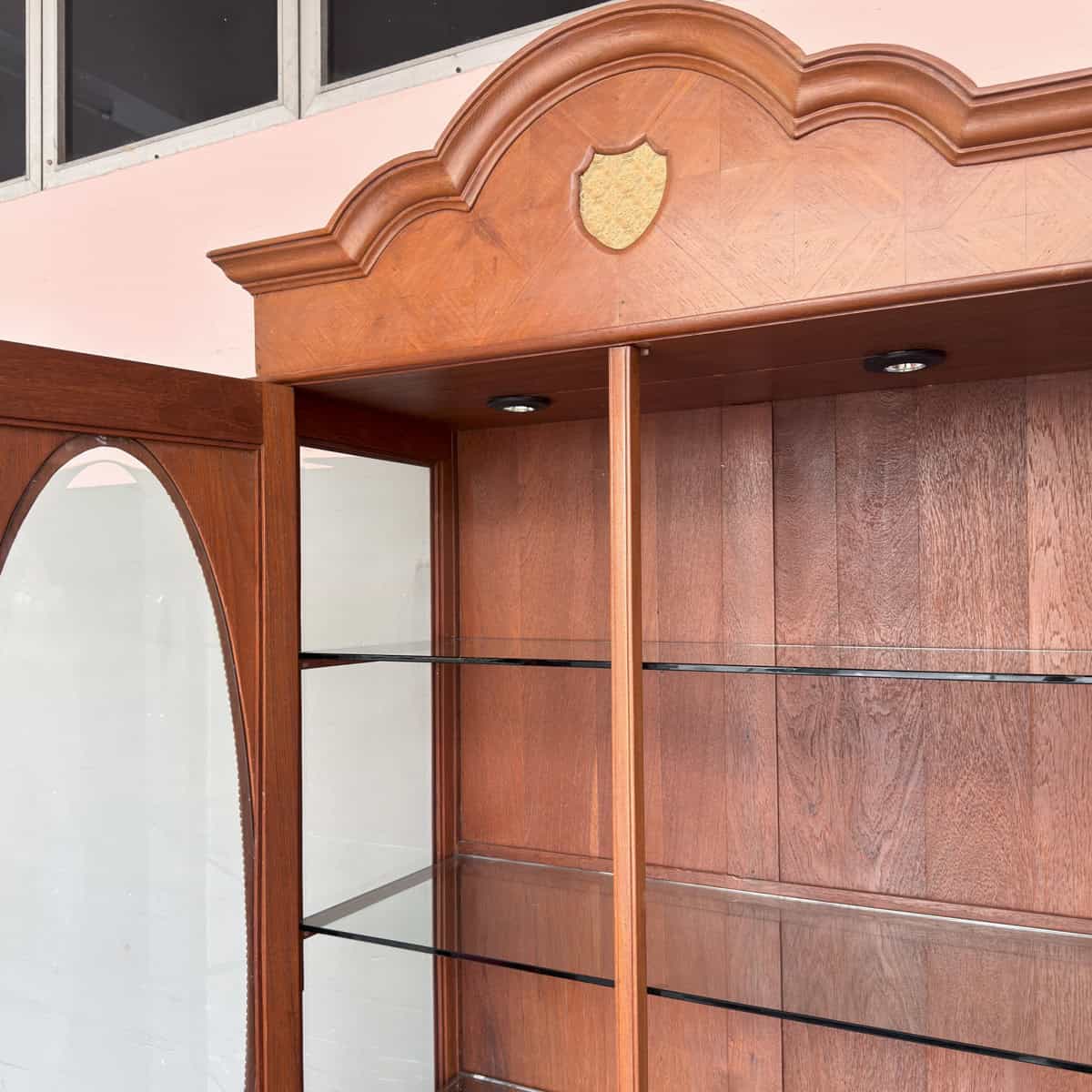 Vintage Teak Oval Glass Display Cabinet