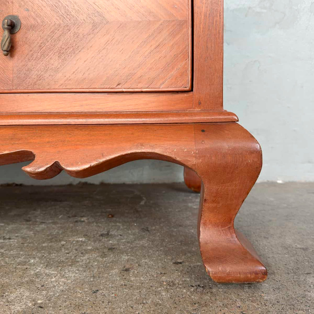 Vintage Teak Oval Glass Display Cabinet