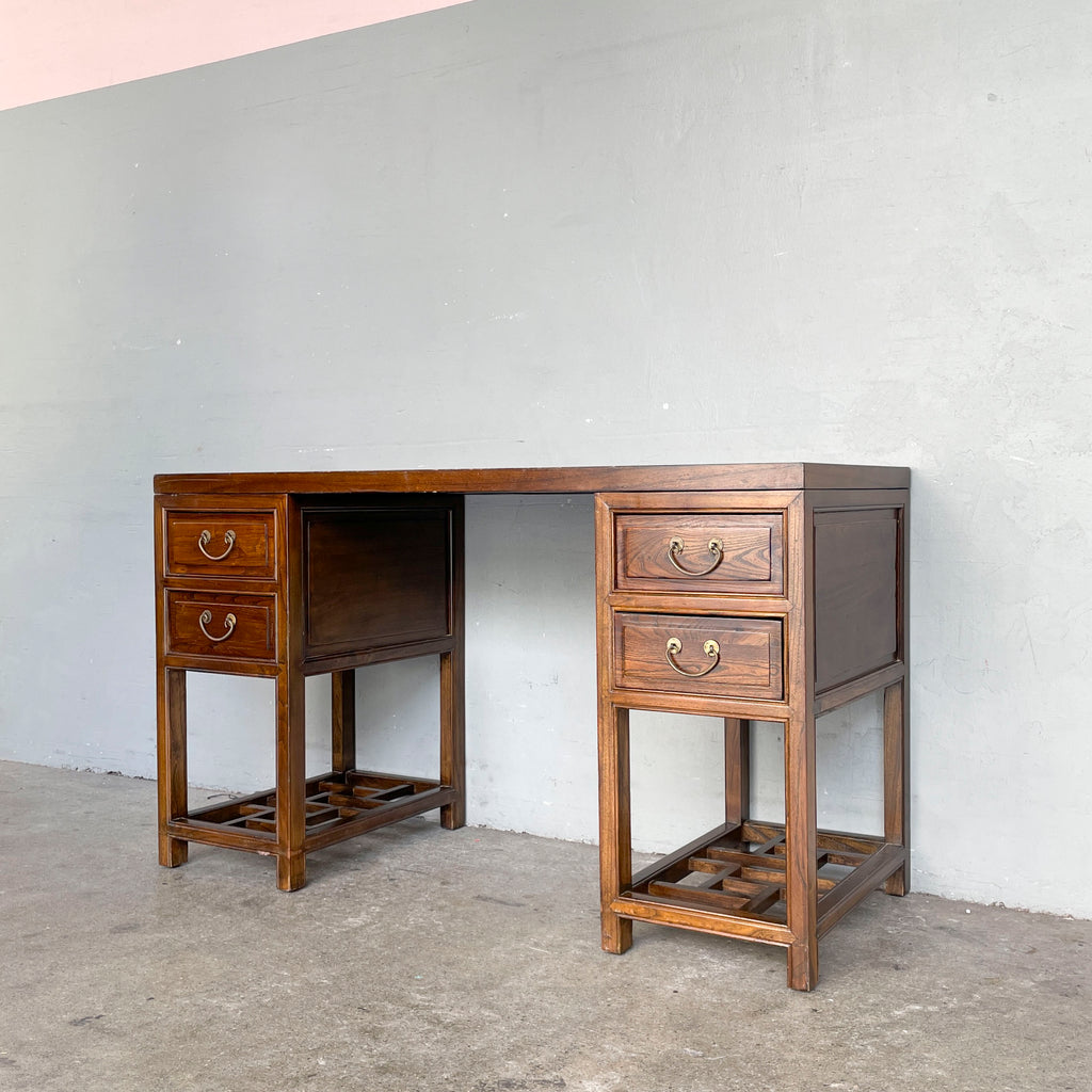 Elm Scholar’s Desk with Lattice Base