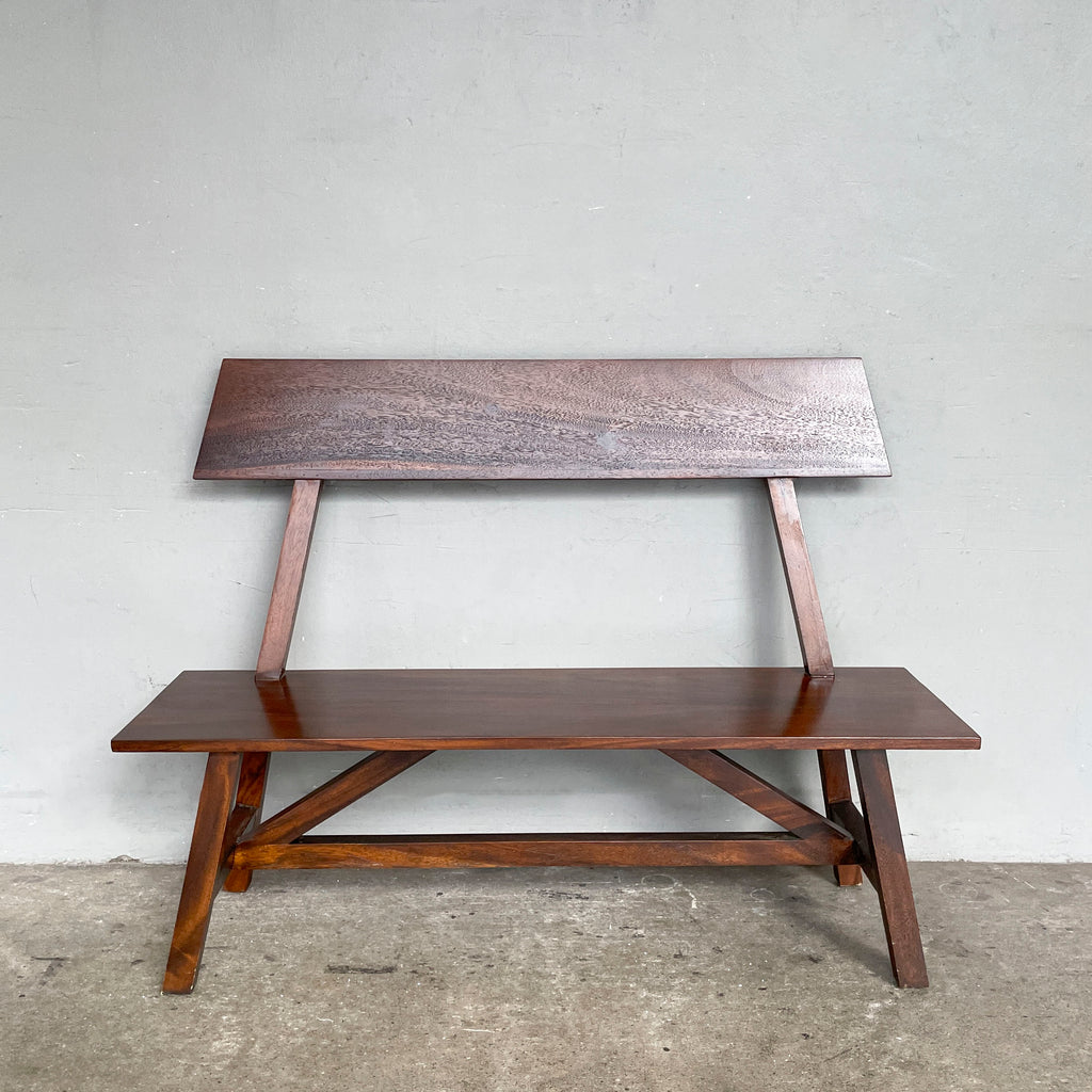 Refurbished Wooden Bench with Backrest