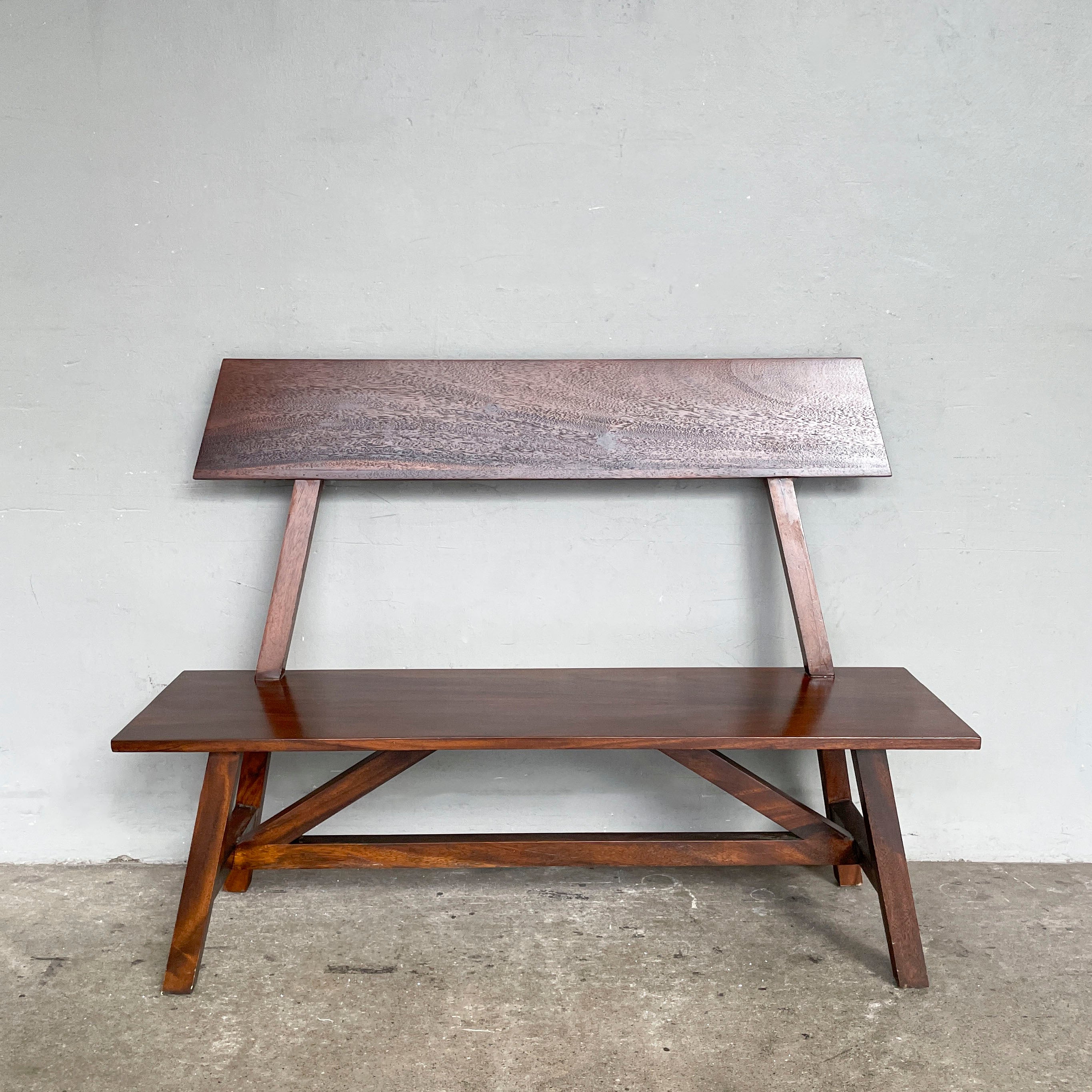 Refurbished Wooden Bench with Backrest