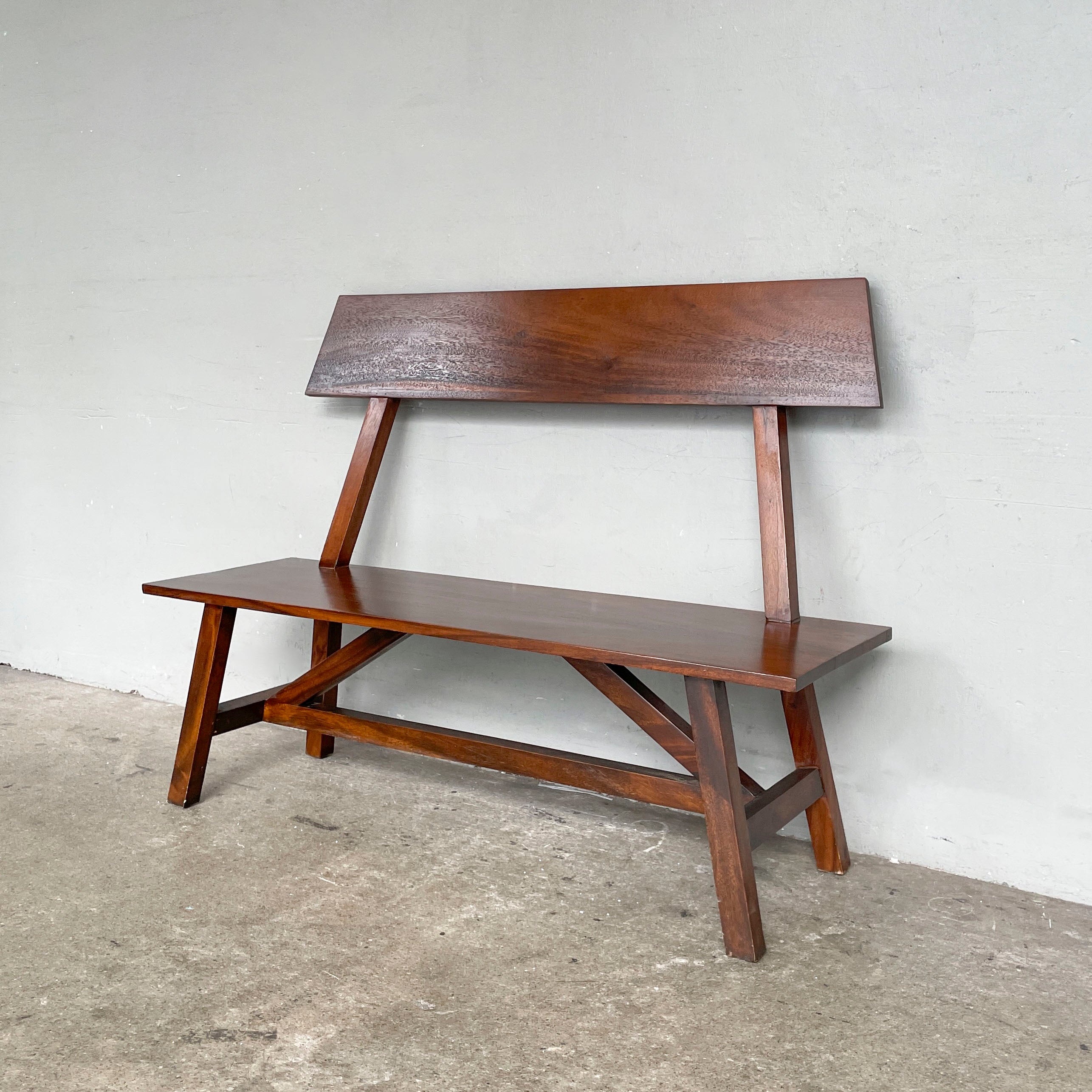 Refurbished Wooden Bench with Backrest