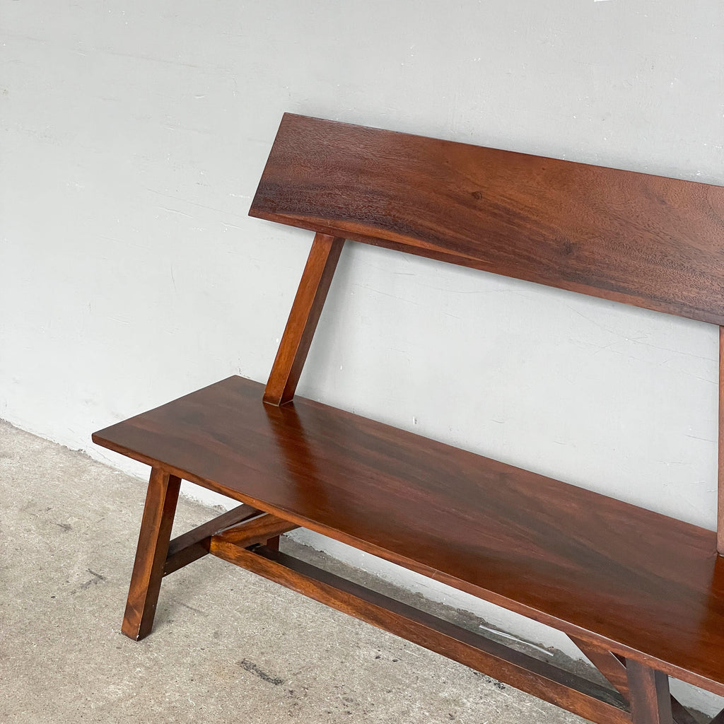 Refurbished Wooden Bench with Backrest