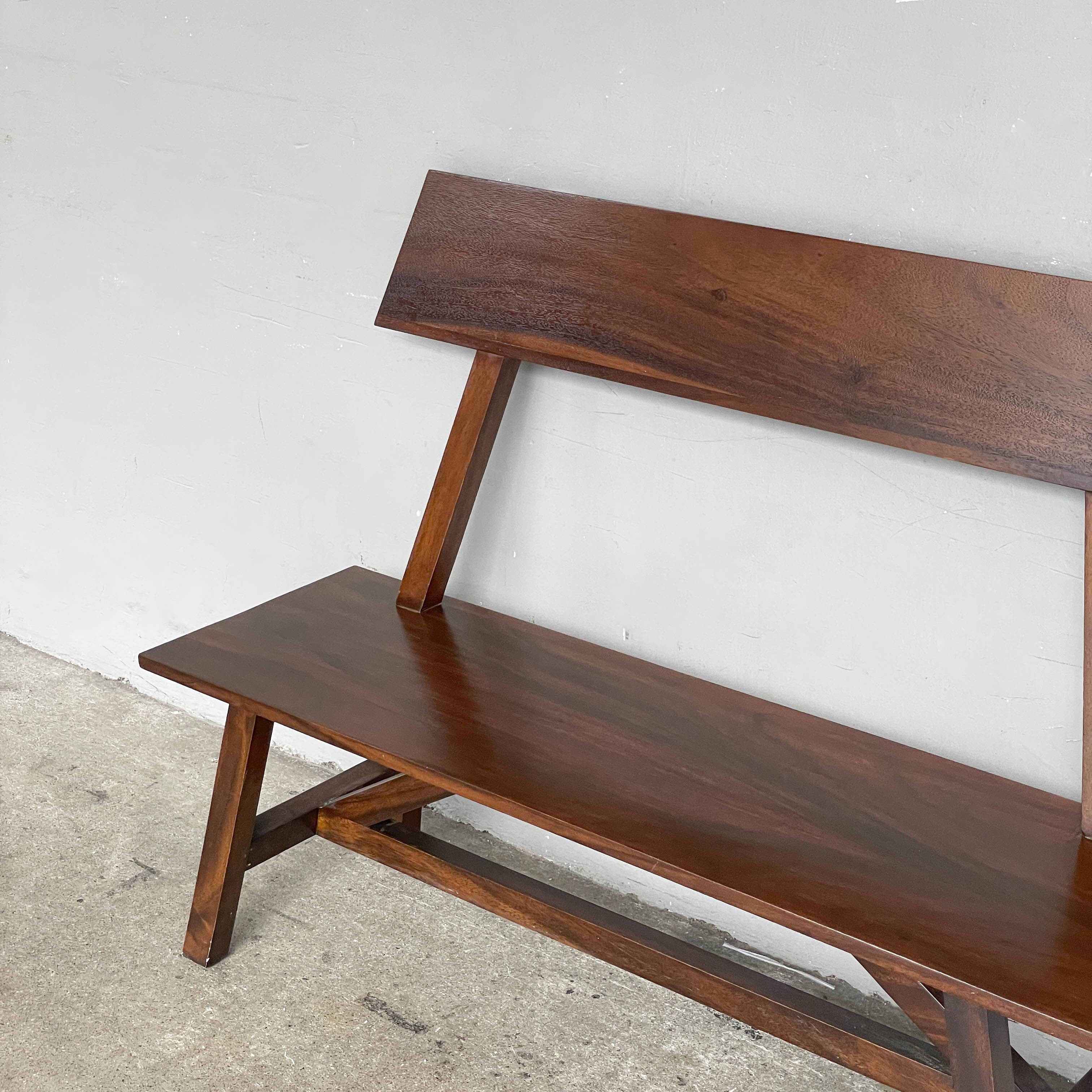 Refurbished Wooden Bench with Backrest