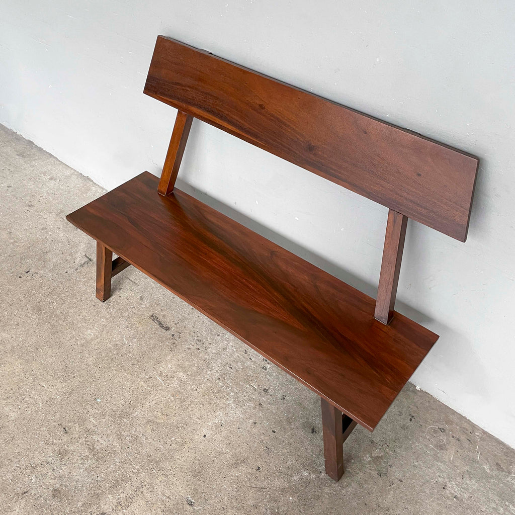Refurbished Wooden Bench with Backrest