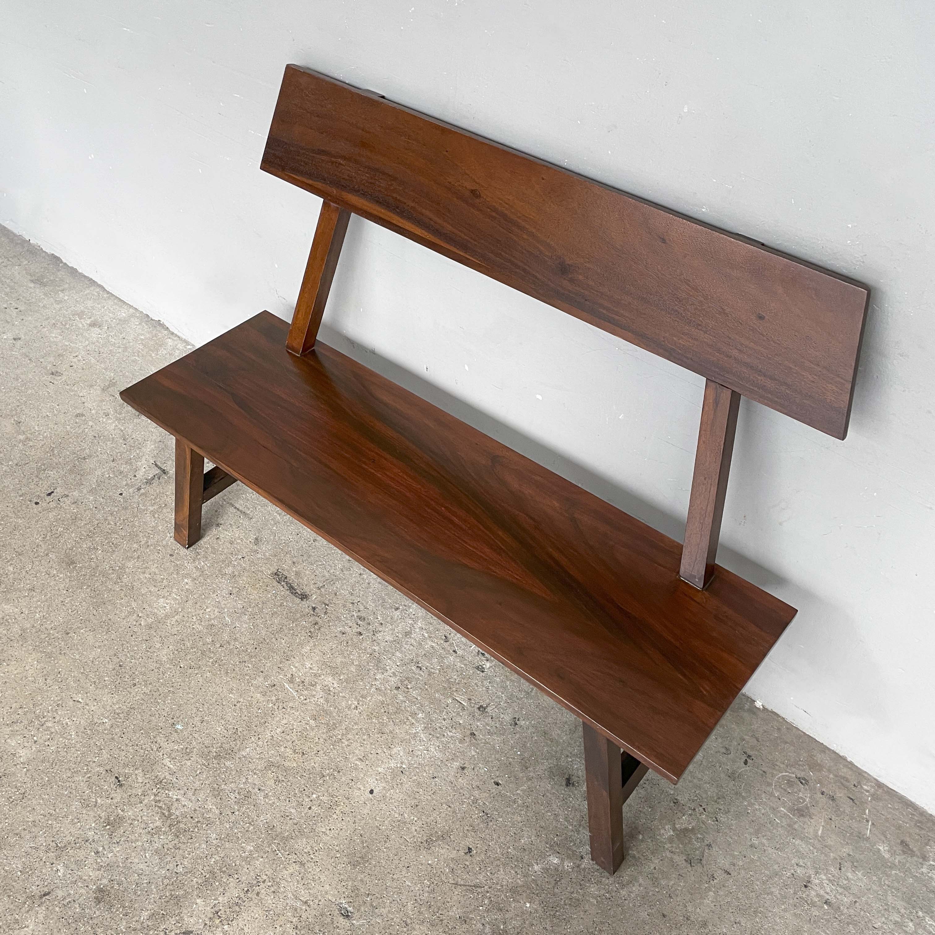 Refurbished Wooden Bench with Backrest