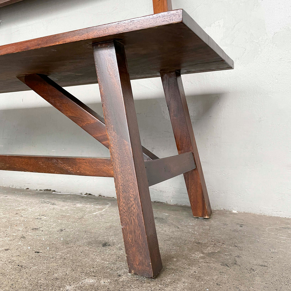 Refurbished Wooden Bench with Backrest