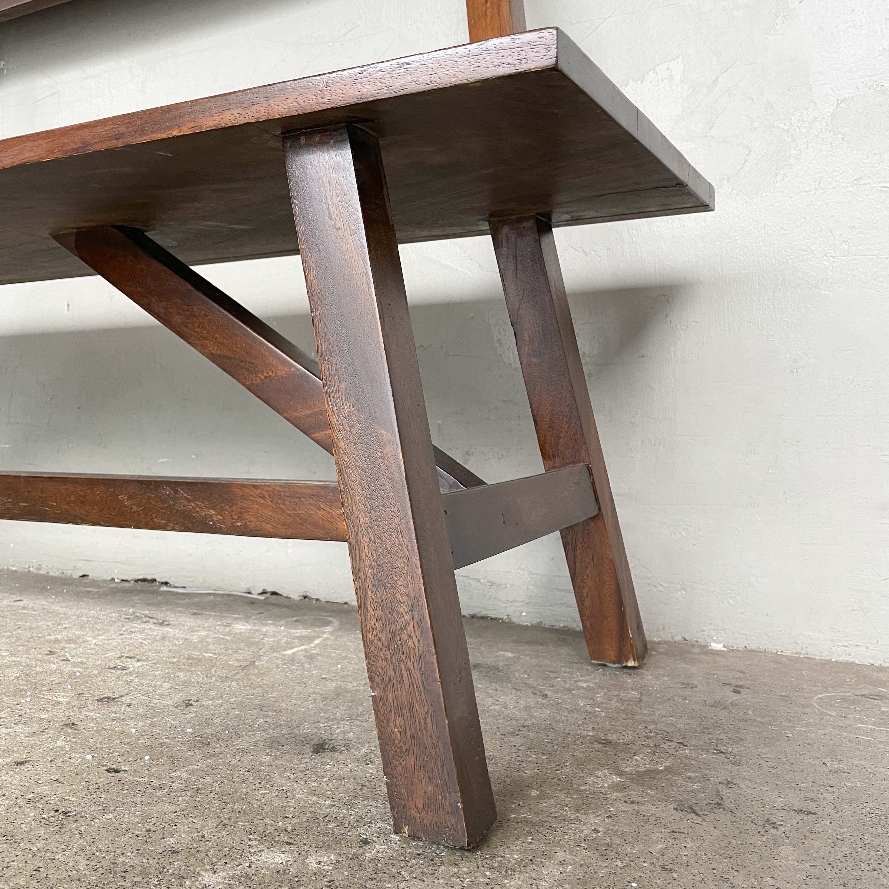 Refurbished Wooden Bench with Backrest