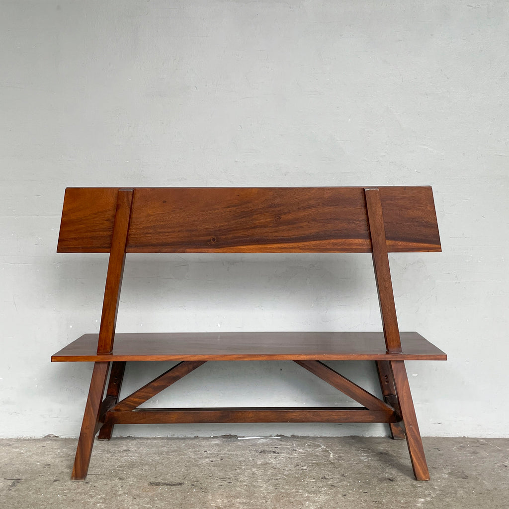 Refurbished Wooden Bench with Backrest