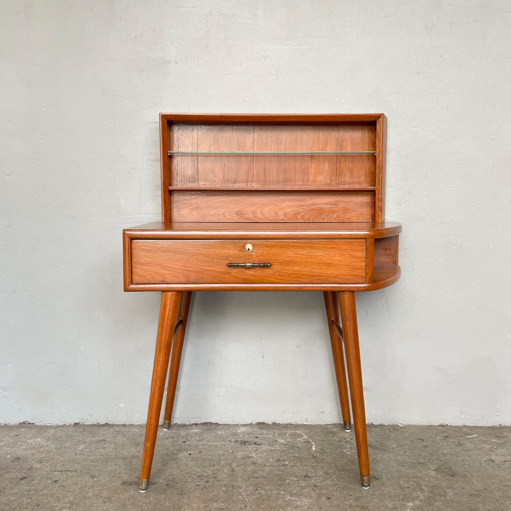 Vintage Petite Dressing Table with Glass Shelf