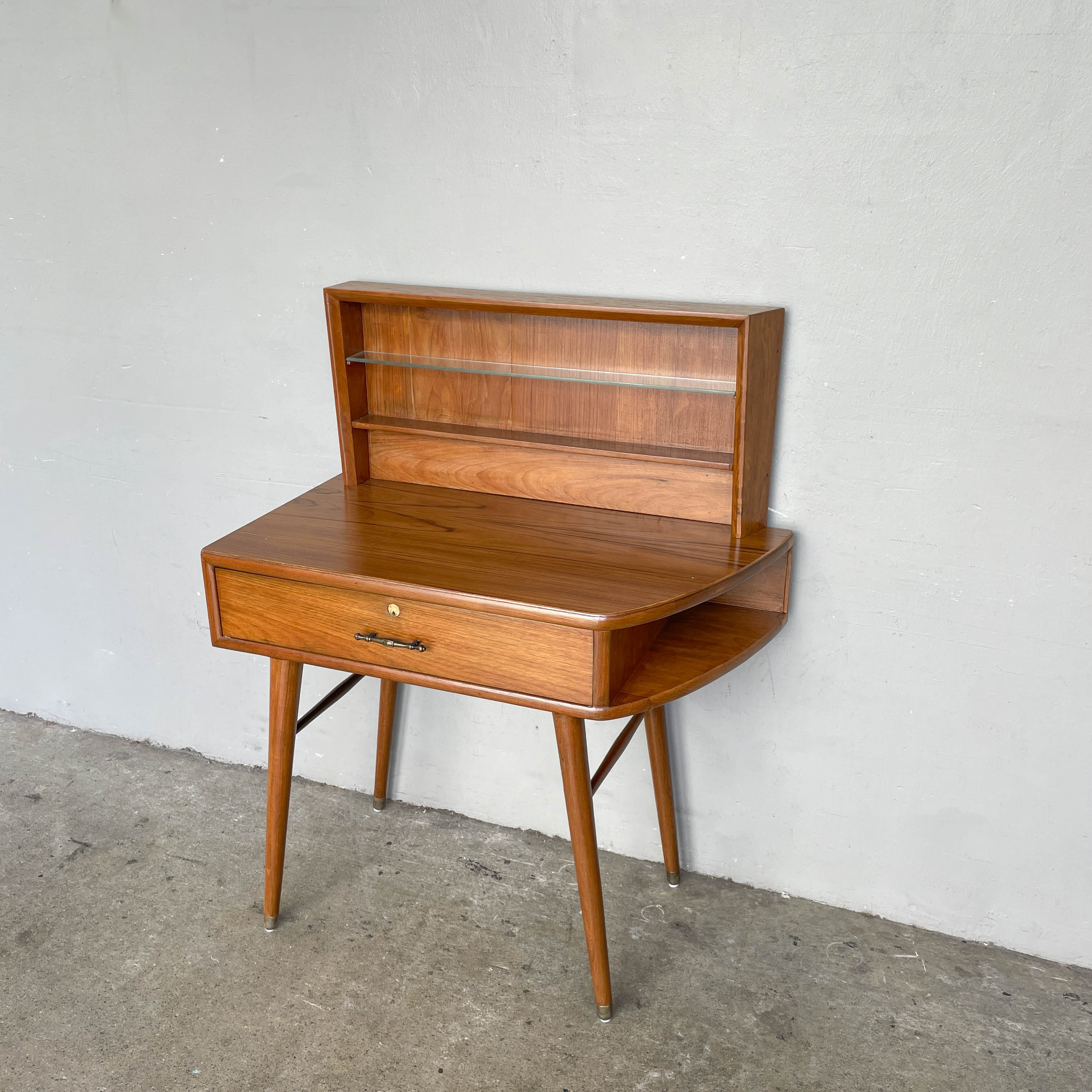 Vintage Petite Dressing Table with Glass Shelf