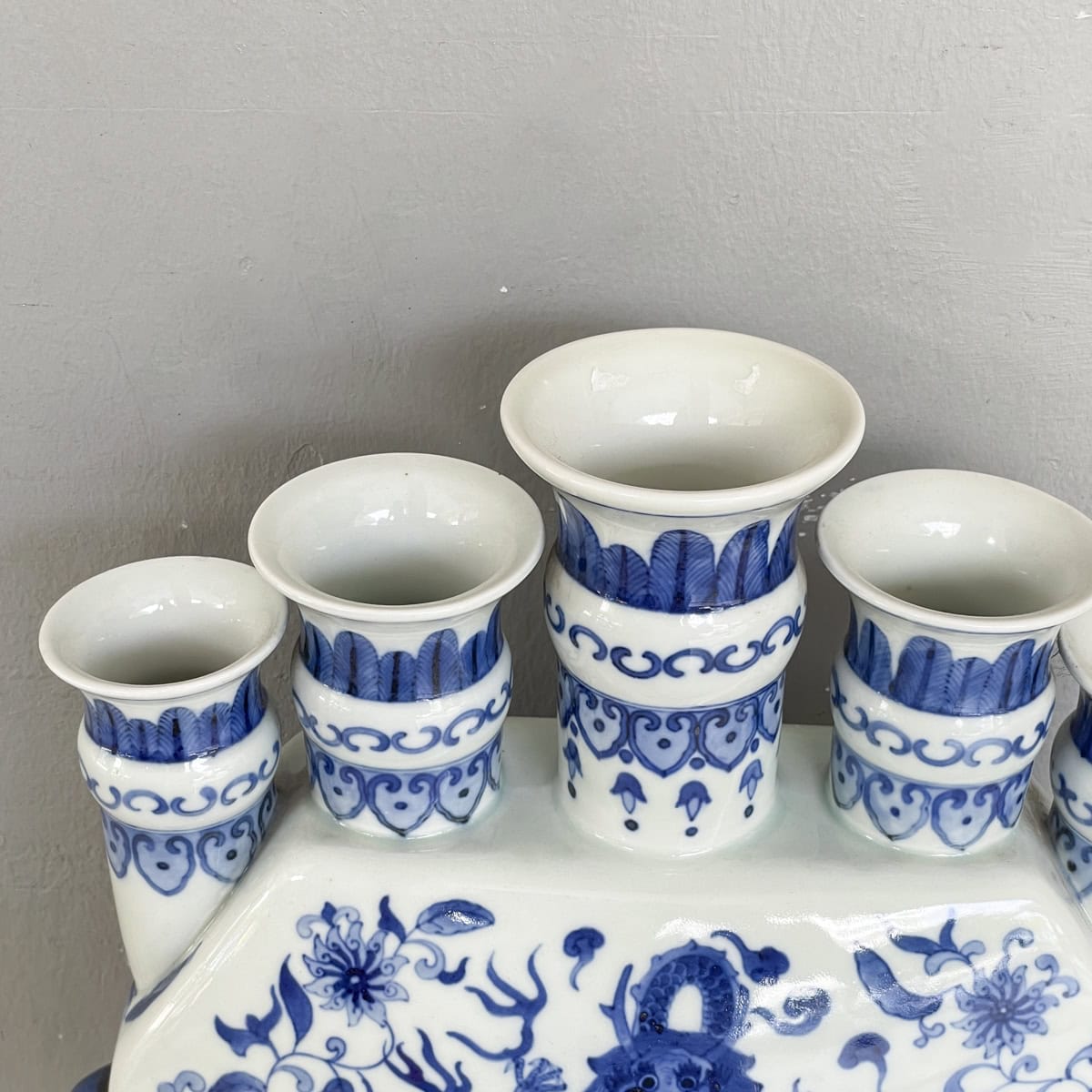 Chinese Blue White Porcelain Tulipiere (Five Mouth) Vase