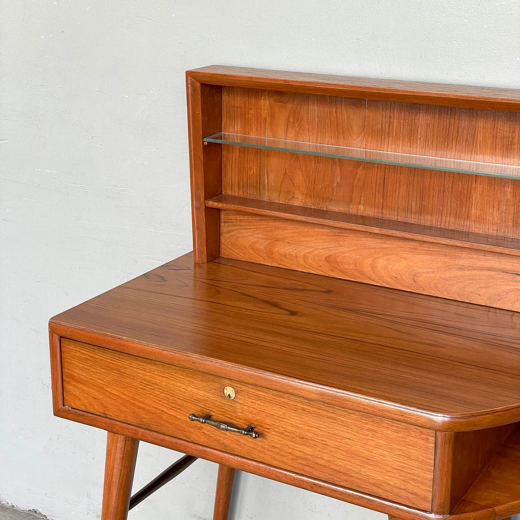 Vintage Petite Dressing Table with Glass Shelf