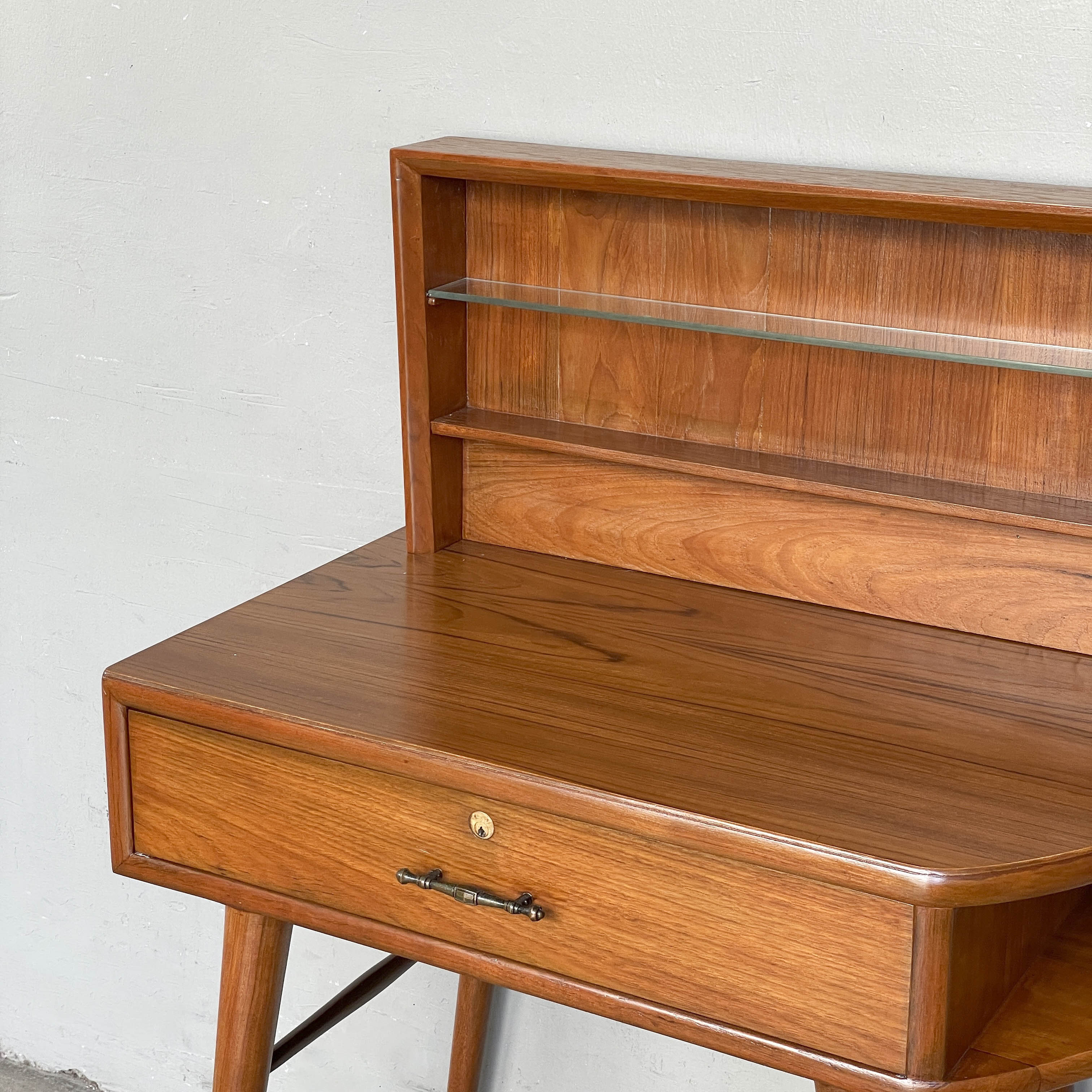 Vintage Petite Dressing Table with Glass Shelf
