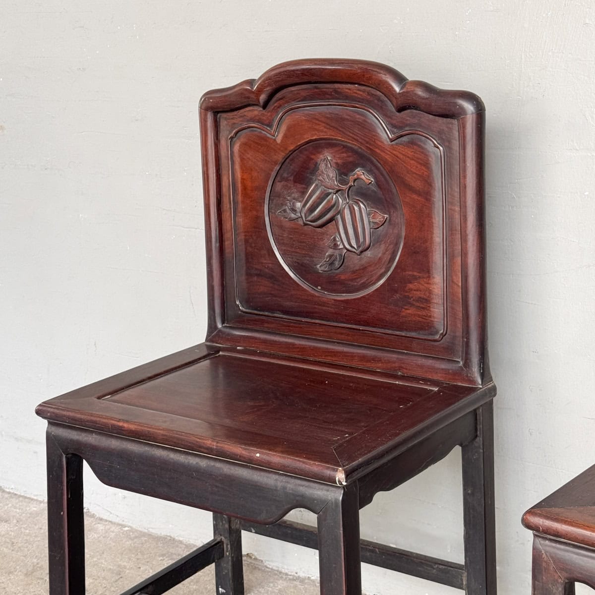Pair of Carved Chinese Blackwood Chairs