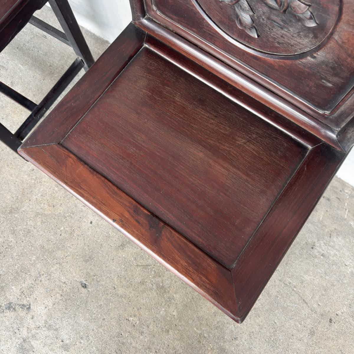 Pair of Carved Chinese Blackwood Chairs