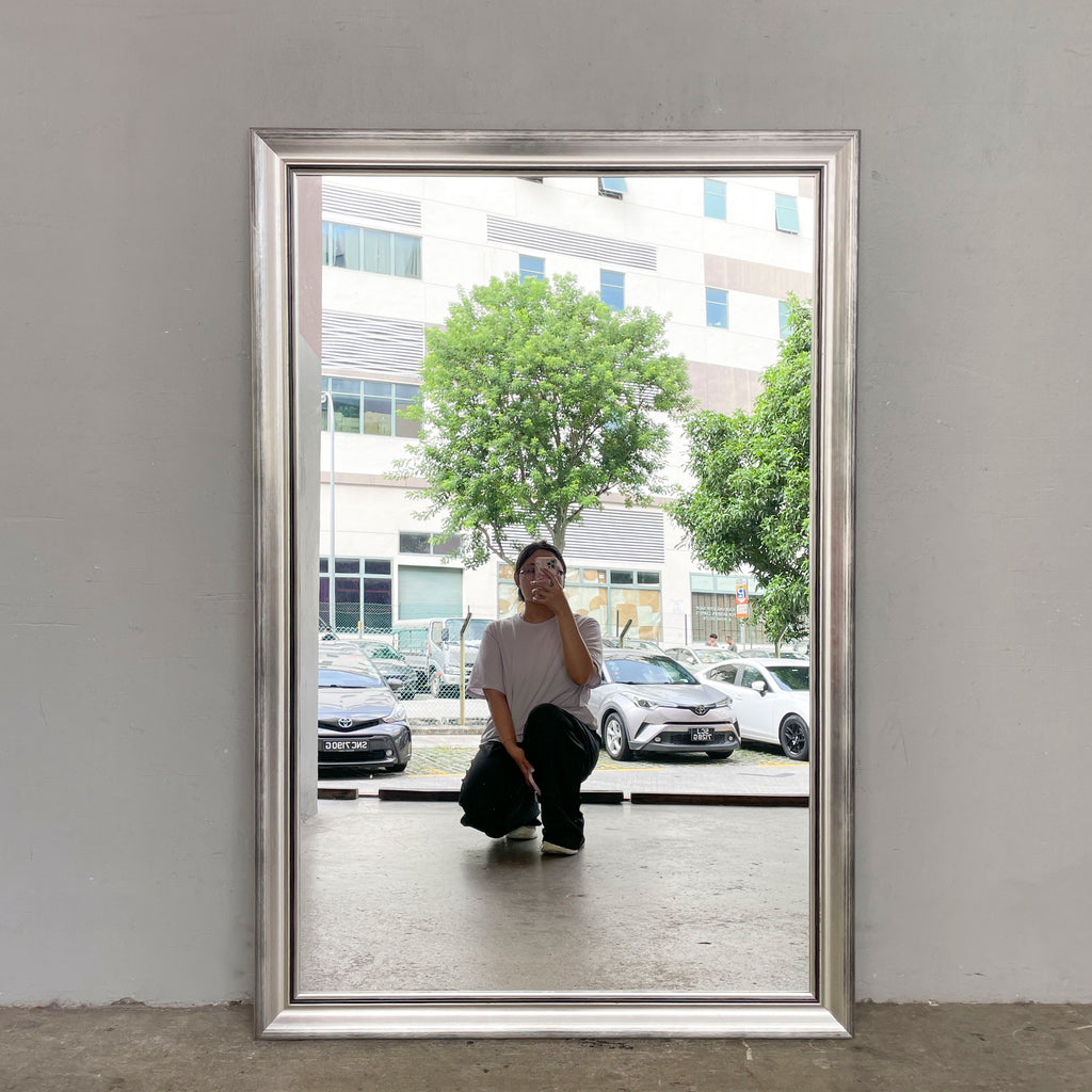 Large Silver-Framed Mirror
