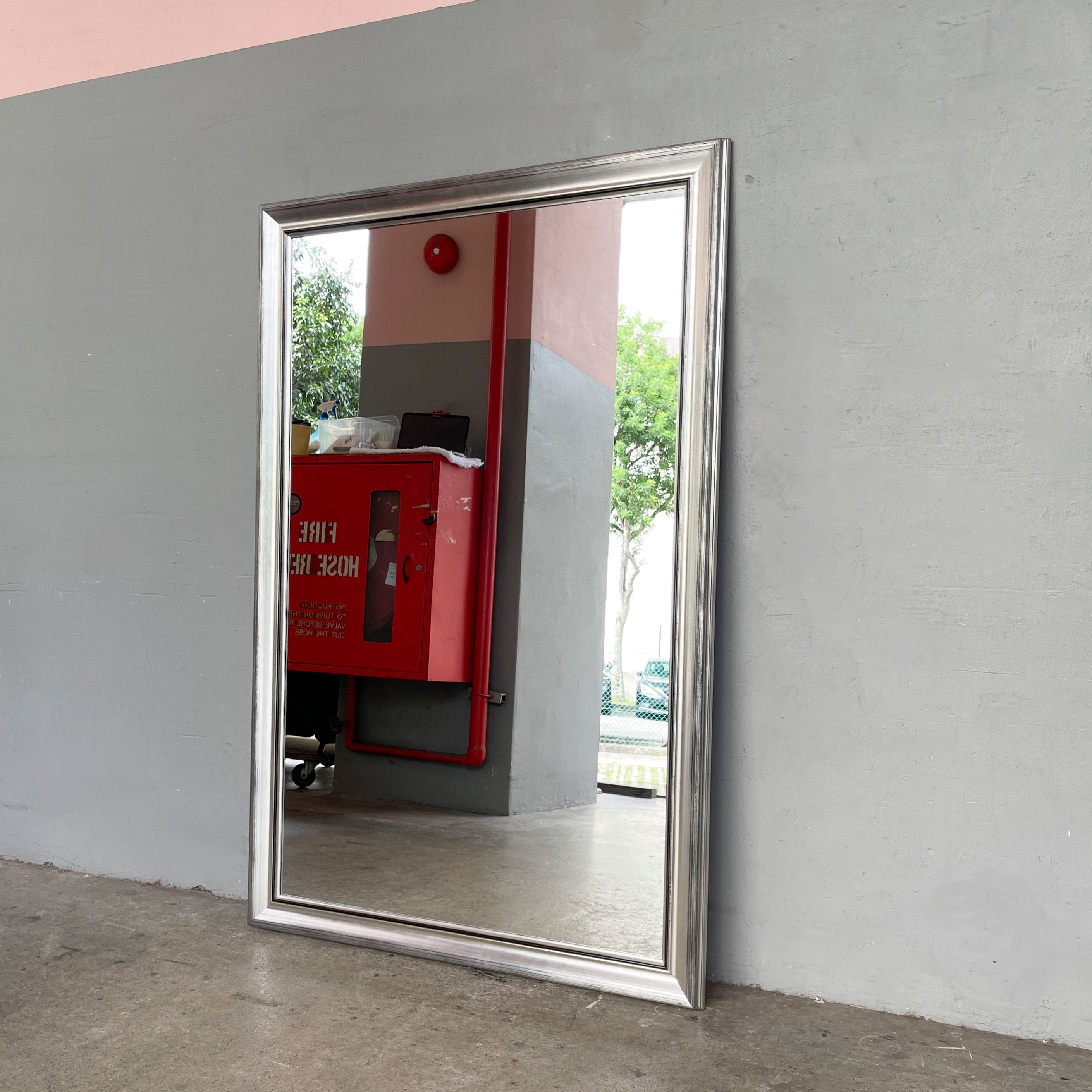 Large Silver-Framed Mirror