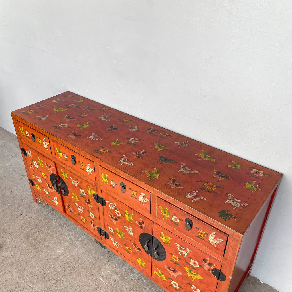 Butterfly & Floral Elm Sideboard