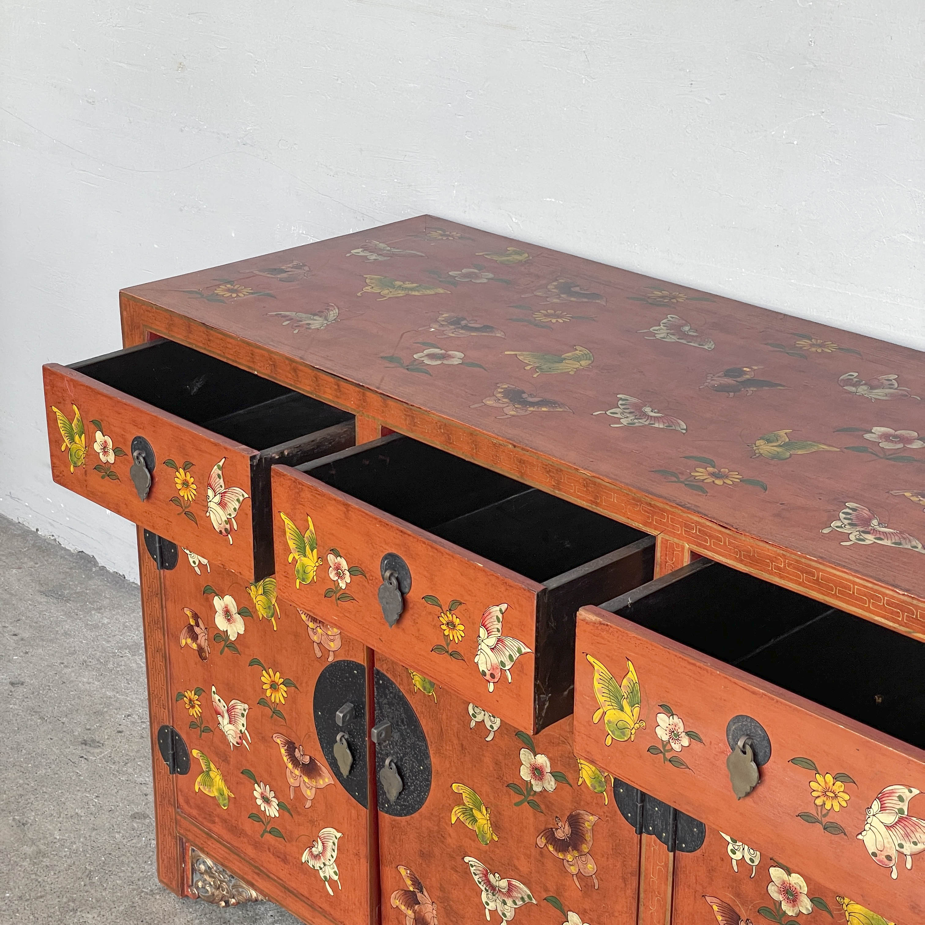 Butterfly & Floral Elm Sideboard