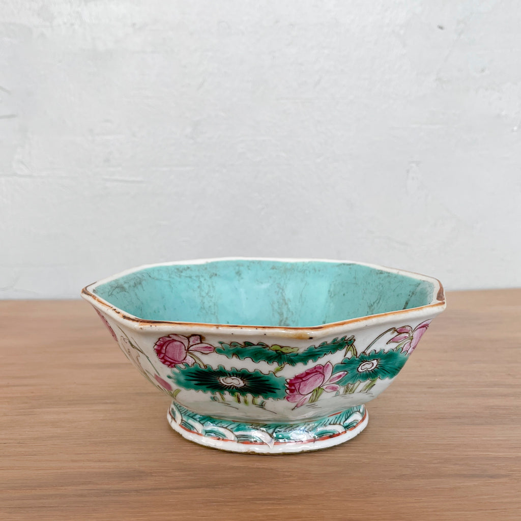 Vintage Chinese Porcelain Footed Dish - Octagonal