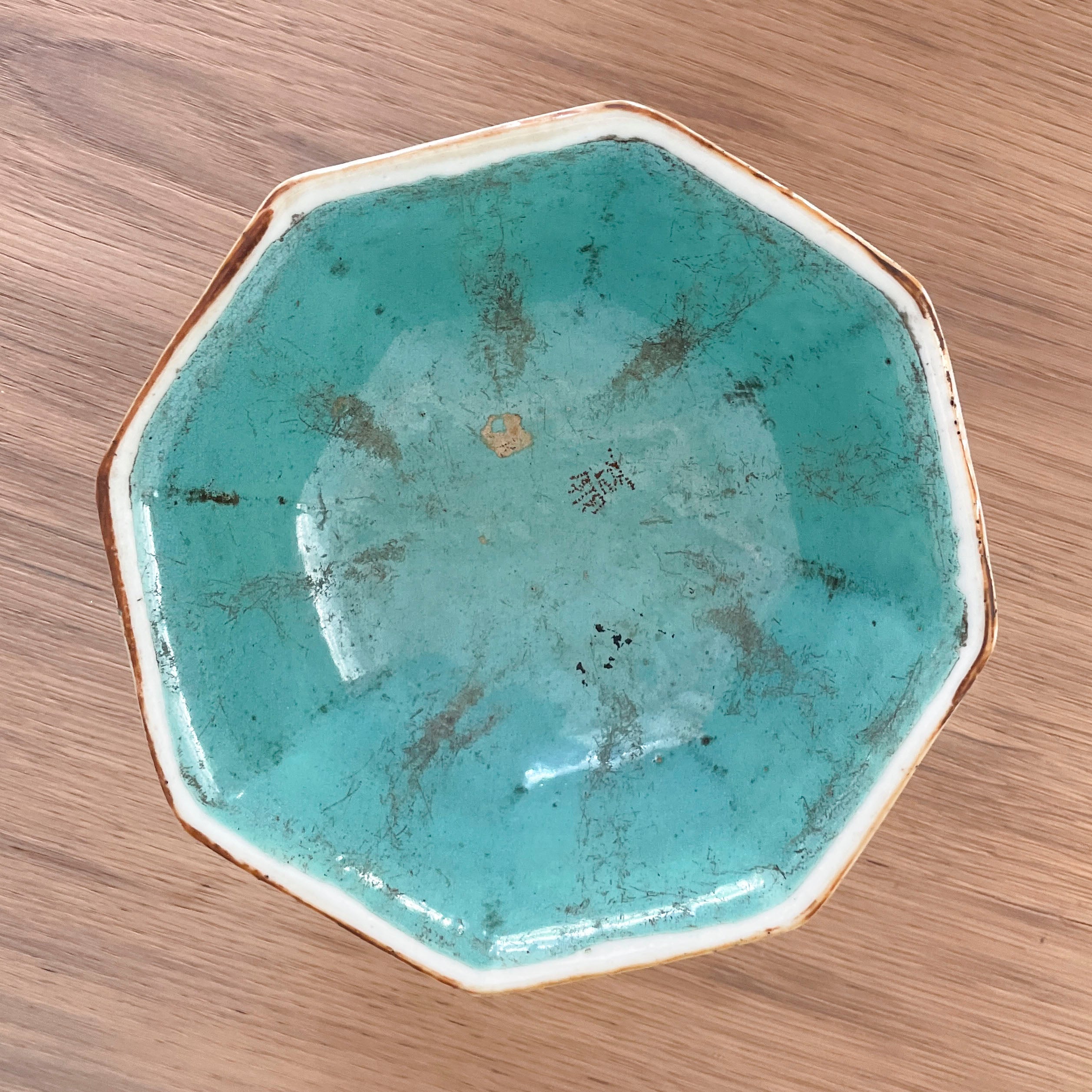 Vintage Chinese Porcelain Footed Dish - Octagonal